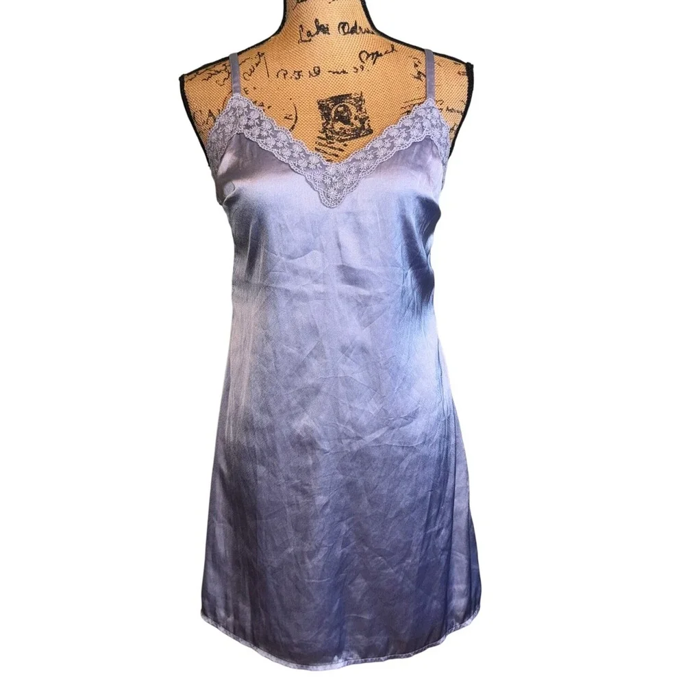 Hollister Womens Lace Trim Romantic Nightie Sleep Slip Nightgown Purple Size XXS